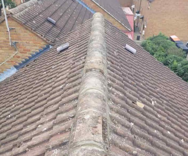 This is a photo of a roof ridge that has just been re-bedded, work carried out by EDS Roofing Stainforth